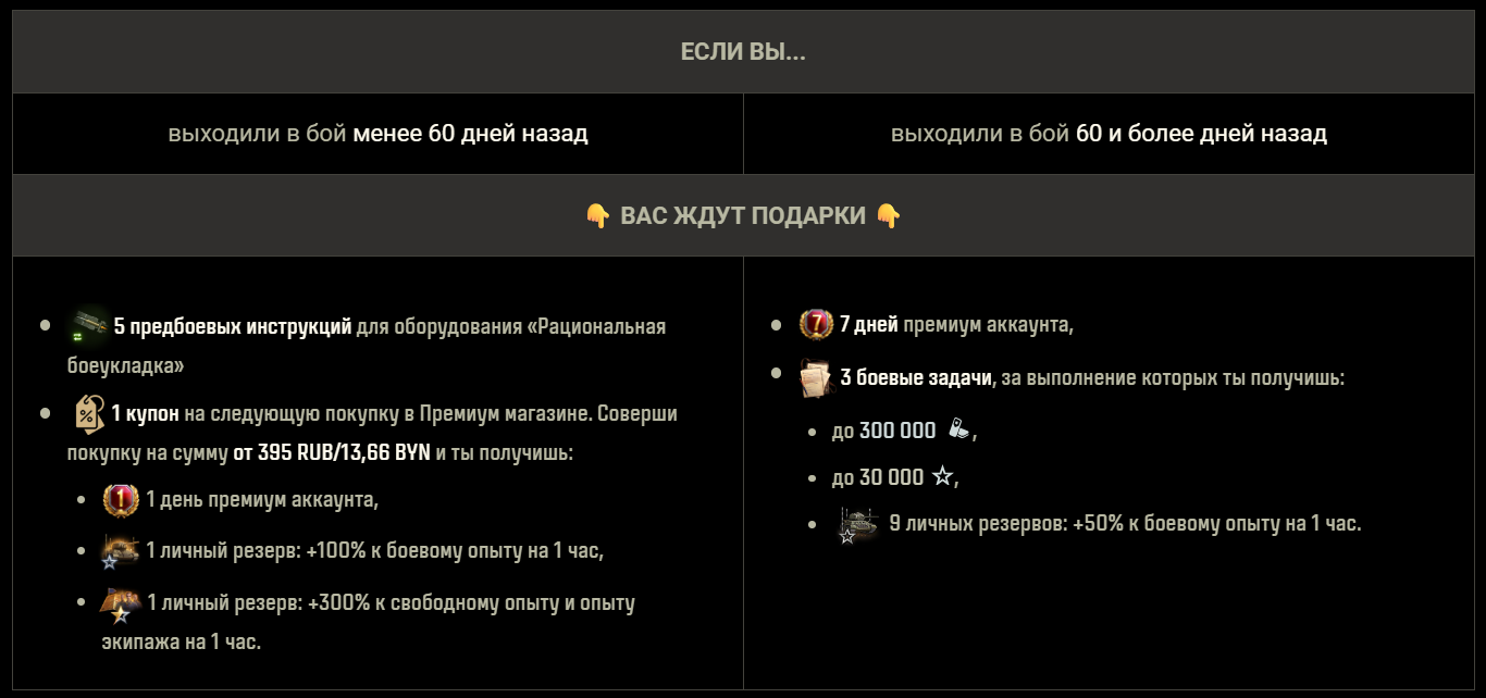 Какие подарки можно получить в Мир танков?